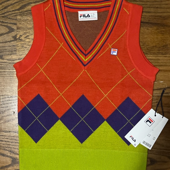 FILA UO Exclusive Darby Argyle Sweater Vest small - Picture 4 of 6